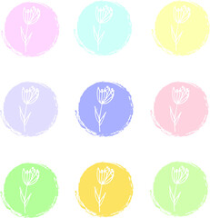 Floral stickers set vector.Instagram highlights icons vector.Social media icons vector.