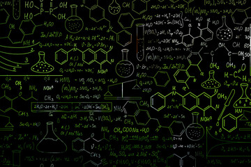 Fototapeta premium Mathematical scientific vector seamless pattern with geometry plots, formulas and calculations. You can use any color of background