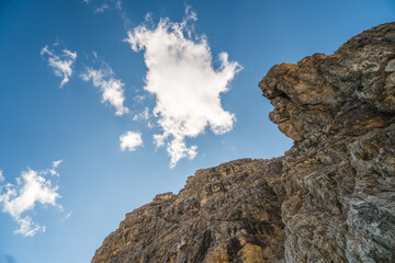 Beautiful rocky cliffs in the Dolomites, Italy. Famous destination for hiking and trekking.