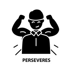 perseveres icon, black vector sign with editable strokes, concept illustration