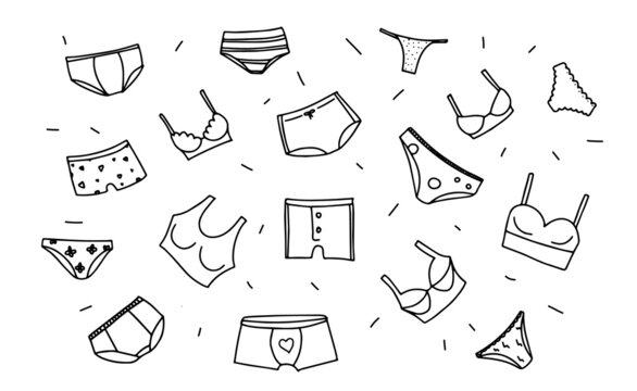 hand drawn doodle set of panties