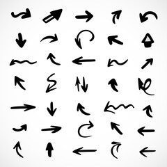Vector set of hand-drawn arrows, elements for presentation