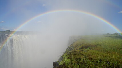 Rainbow over Incredible Victoria Waterfall