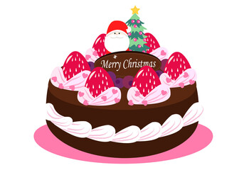 クリスマスチョコレートケーキのイラスト素材