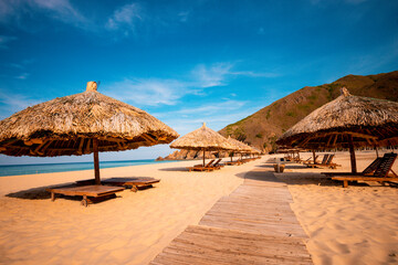 Ky Co Beach, sand on beach and blue summer sky, nature concept at Quy Nhon city , Binh Dinh Province, Viet Nam