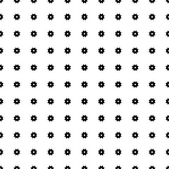 Square seamless background pattern from geometric shapes. The pattern is evenly filled with black gear symbols. Vector illustration on white background