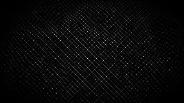 Abstract Network Mesh Waving Fx Background Loop/ 4k animation of an abstract fractal background with mesh surface and particle lines waving and seamless looping