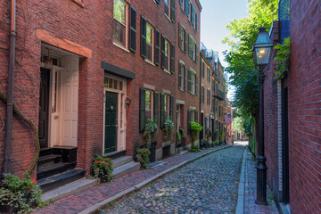 Beacon Hill's Acorn Street in Boston Massachusetts