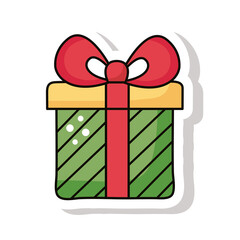 happy merry christmas gift sticker icon