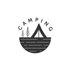 camping silhouette logo vector illustration template design