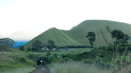 The hill view in the village is cool and beautiful