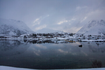 Fototapeta na wymiar Winter in Lofoten Islands, Northern Norway