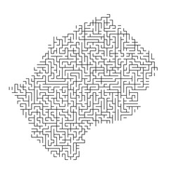 Lesotho map from black pattern of the maze grid. Vector illustration.