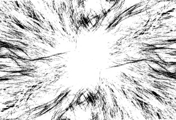 Monochrome texture composed of irregular graphic elements. Distressed uneven grunge background. Abstract vector illustration. Overlay for interesting effect and depth. Isolated on white background.