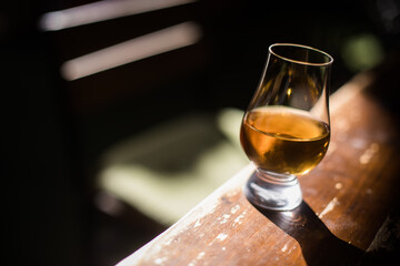 Close up shot a Glencairn whisky glass