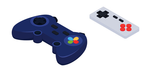 Isometric gamepad isolated on white vector illustration. Video game controller.