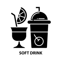 soft drink icon, black vector sign with editable strokes, concept illustration