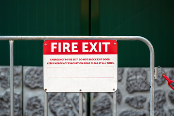 fire exit sign in the park photo
