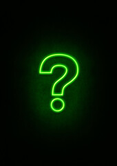 Green Neon Question Mark Sign