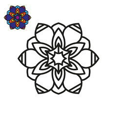 Simple mandala. Element of a flower pattern. Coloring. Simple vector illustration on a white background