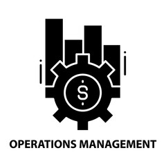 operations management icon, black vector sign with editable strokes, concept illustration
