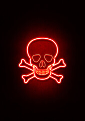Red Neon Skull & Crossbones Sign