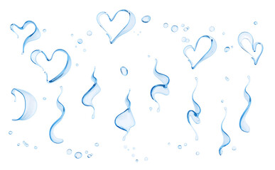 Splashing of water, heart of water abstract background, 3d rendering