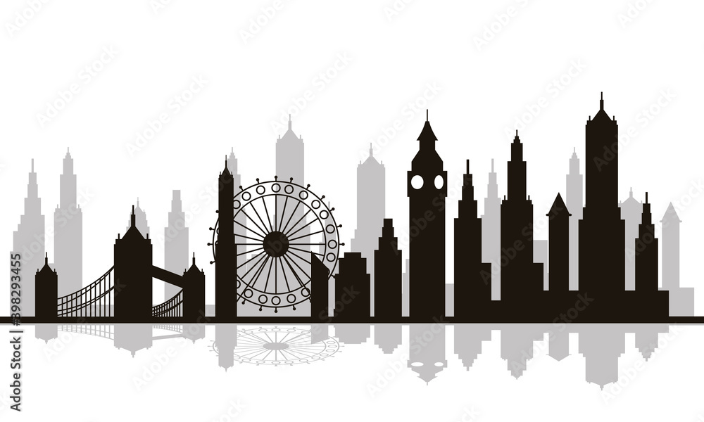 Poster cityscape london skyline scene icon