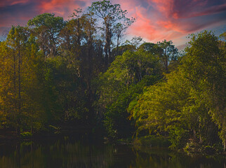 HDR Horizontal pond in Florida at sunset 2