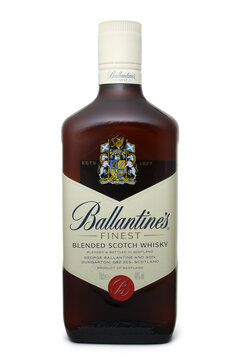 ST. PETERSBURG, RUSSIA - DECEMBER 05, 2020: Bottle of Ballantine's Finest, Blended Scotch Whisky, Scotland