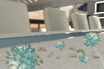 Bacteria and viruses on office and home surfaces