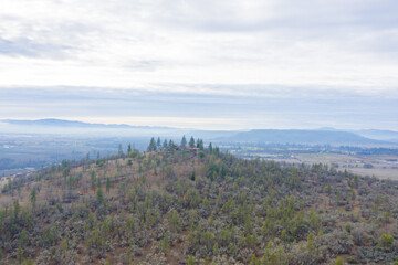 Beautiful forest on a mountain under a cloudy sky