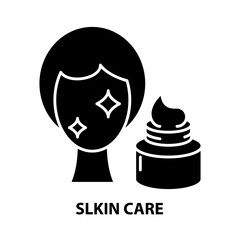 slkin care icon, black vector sign with editable strokes, concept illustration
