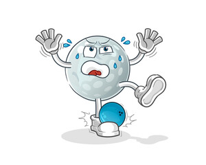 golf ball hiten by bowling cartoon. cartoon mascot vector