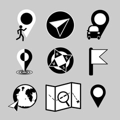 Geo icons set. Gps and map pin vector stock illustration isolated. eps10