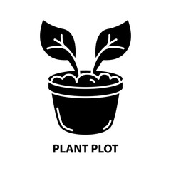 plant plot icon, black vector sign with editable strokes, concept illustration