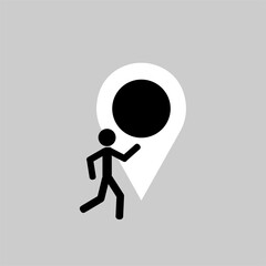 Human walk geo icons gps world planet. Arrow map Pin vector stock illustration isolated. eps10