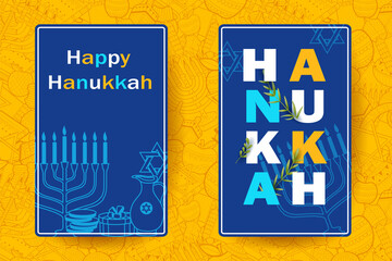 Fototapeta premium illustration of Happy Hanukkah, Jewish holiday festival greetings background