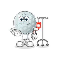 golf ball sick in IV illustration. character vector