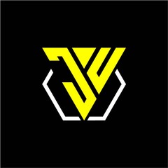 initials triangle J U has a simple modern minimalist design with cup decoration