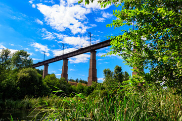 Railway Bridge viaduct across the Inhulets river in Kryvyi Rih, Ukraine