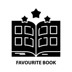 favourite book icon, black vector sign with editable strokes, concept illustration