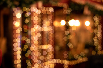 Magical Golden Bokeh Clusters of Twinkling Holiday Lights