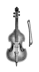 Musical instrument: bass with fiddlestick, old print