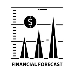 financial forecast icon, black vector sign with editable strokes, concept illustration