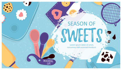 Vector Illustration. Season of Sweets template poster