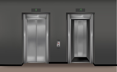 Modern metallic elavator vector design illustration