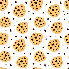 Vector Illustration. Seamless pattern with cracker with chocolates