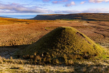 Old Iron ore mine tailings mound at Trostan, Glenballyemon,, Glens of Antrim, County Antrim, Northern Ireland