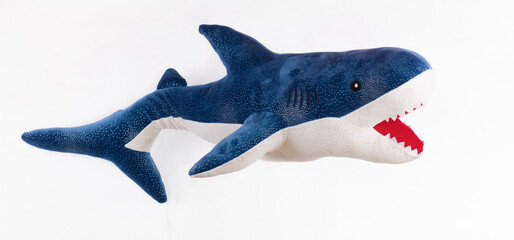 toy plush shark isolated on white background